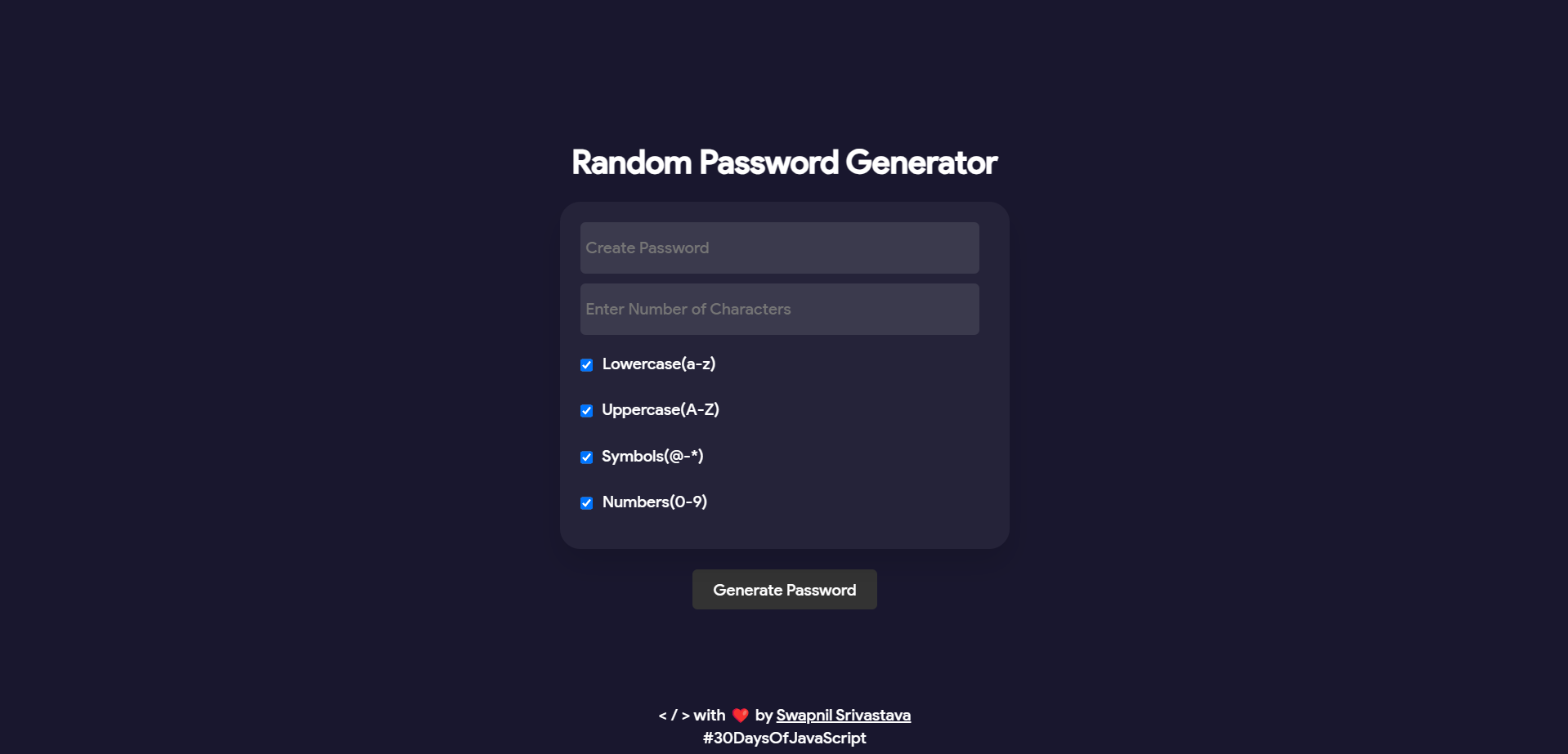 Random Password Generator